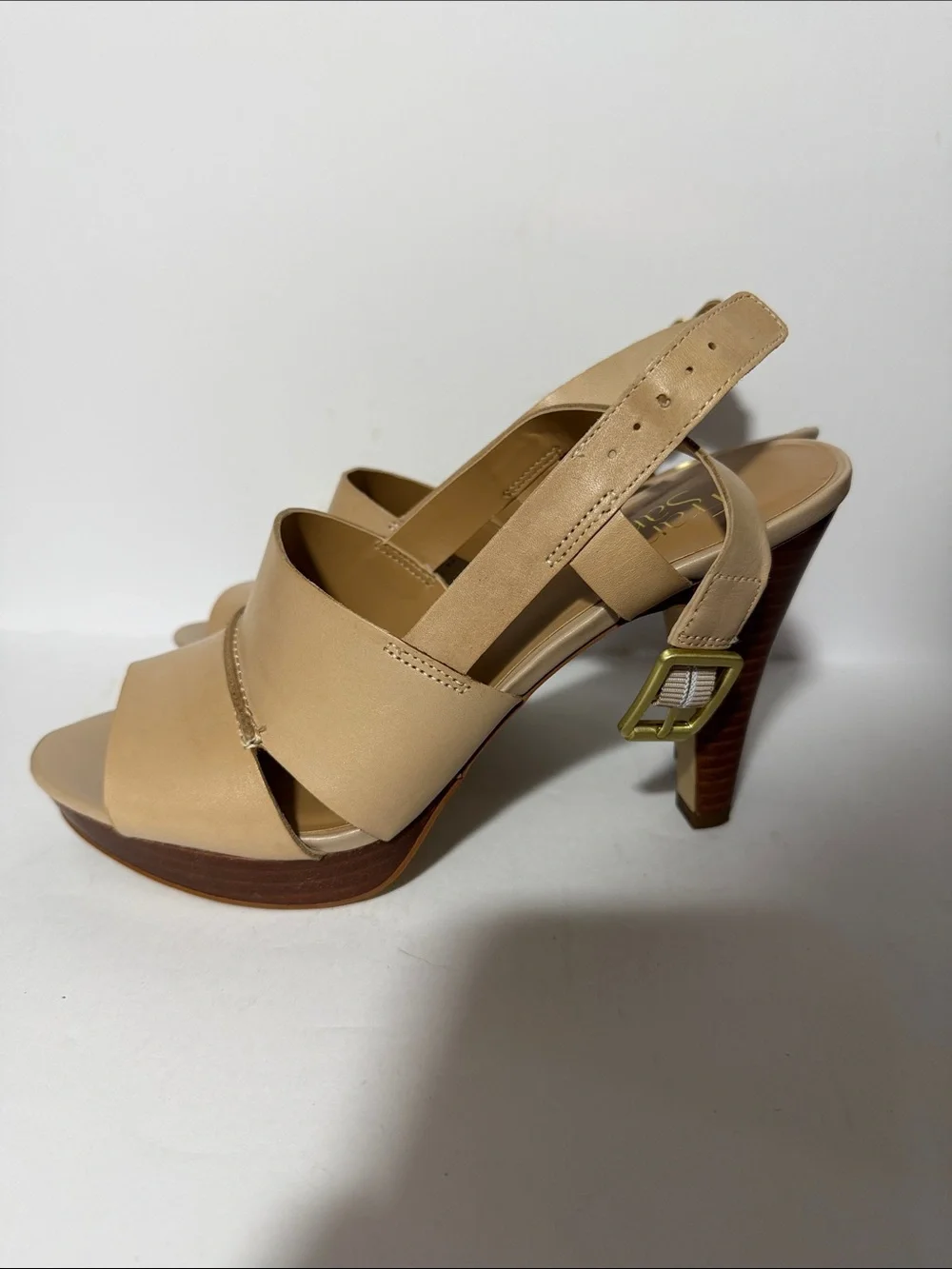 Franco Sarto Tan Open-Toe Slingback Sandals